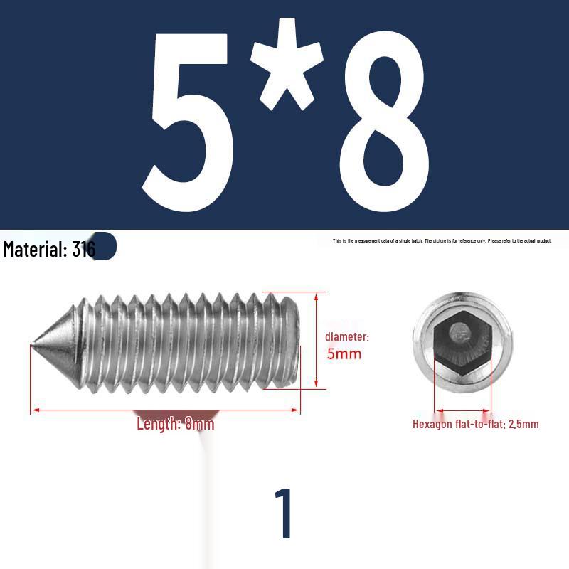 12.9 Edelstahl 304 Innensechskant Kegelspitze Gewindestift M2/M3