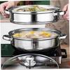 11 Inch Stainless Steel 2 Tier Steamer Pot with Glass Lid and Dual Handles for Vegetables and Dumplings