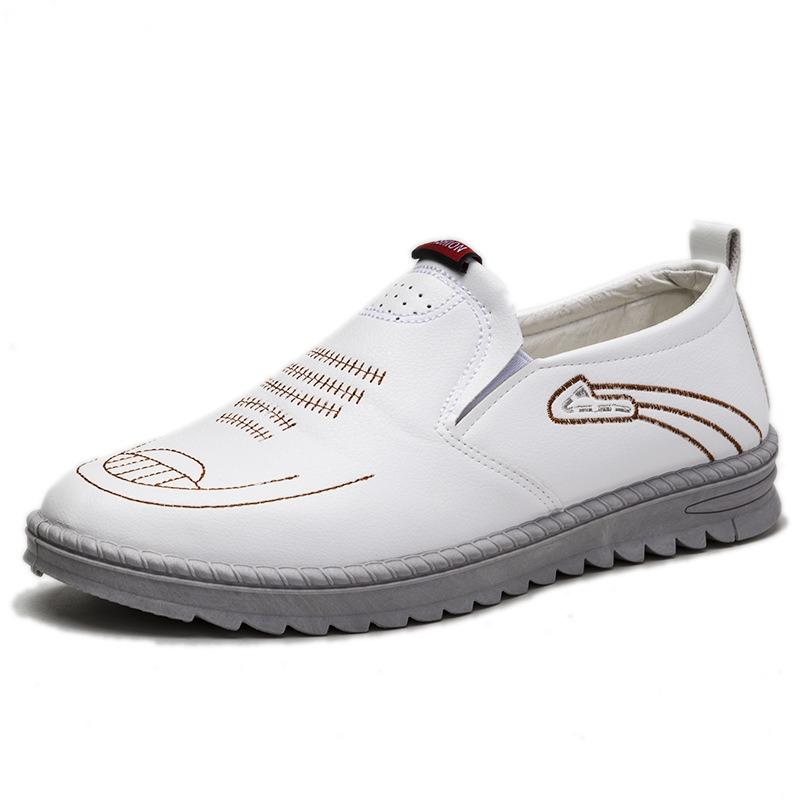 

Leather shoes men s four-season breathable soft leather soft sole British business fashion casual shoes driving men s shoes 44 белый