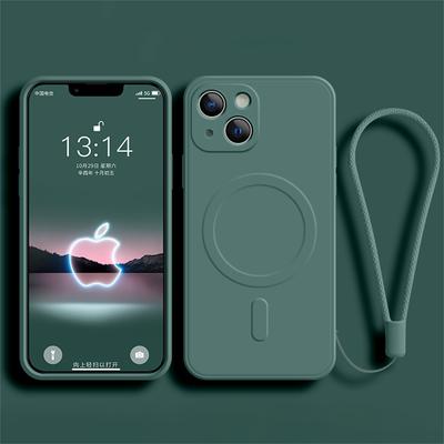 Pro magnetické bezdrátové nabíjecí pouzdro MagSafe pro iPhone 15 16 14 13 12 11 Pro Max Mini 16e XS Plus Měkký tekutý silikonový popruh