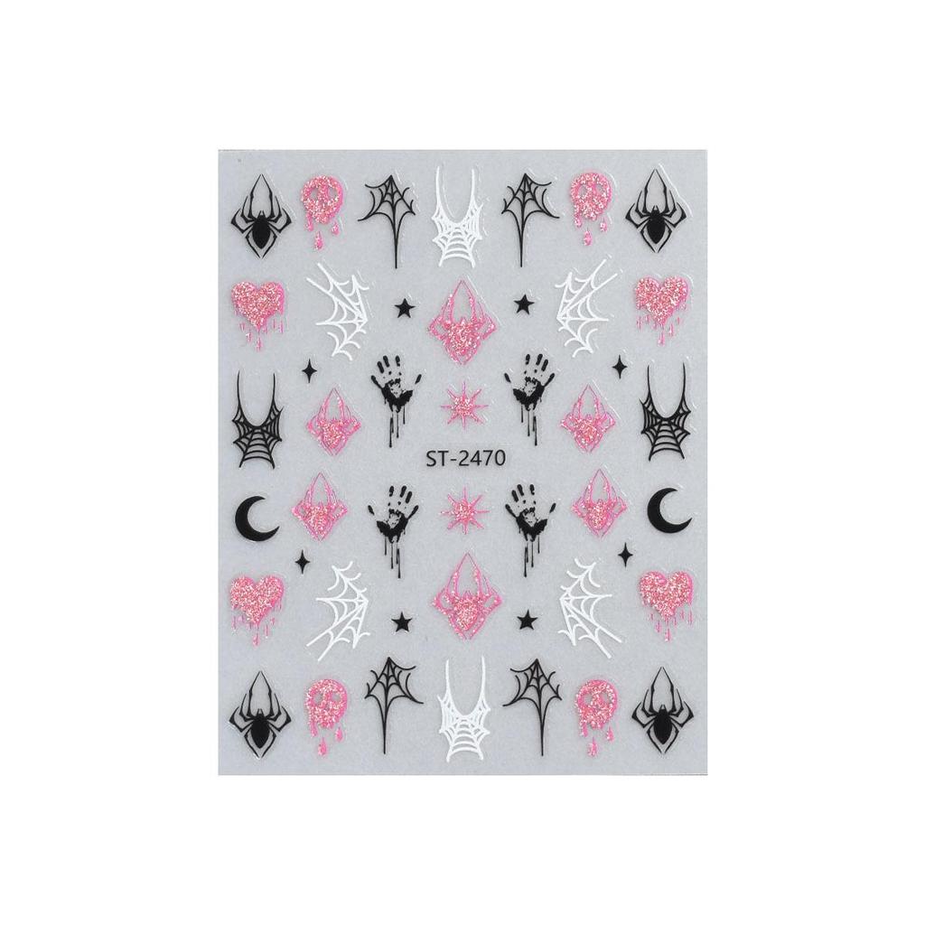 Hot Sale Halloween Nail Art Stickers: Sweet Cool Style with Spiders, Pumpkins, Ghosts, and Glitter Black Designs