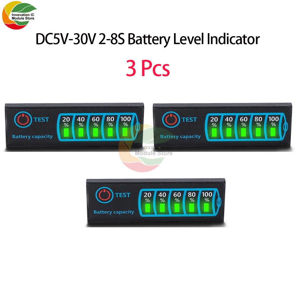 2S-8S 18650 Li-ion Lipo Lithium 5-30V Lead Acid Battery Level Indicator Tester LCD Display Meter Module Capacity Voltage Meter