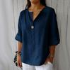 2026 European & American Summer Women's V-Neck Cotton Linen Loose T-Shirt
