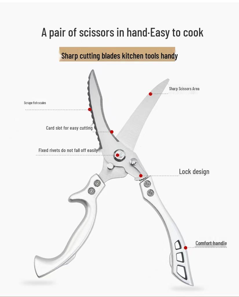 Stainless Steel Multifunctional Kitchen Scissors for Cutting Chicken Bones
