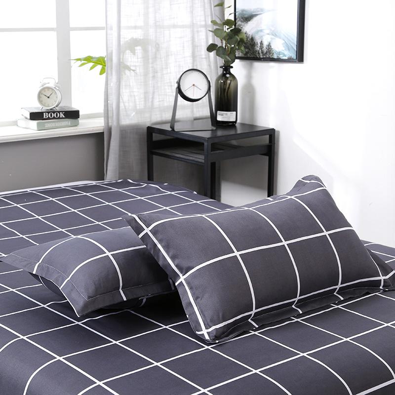 Čtyřdílná sada povlečení z prané bavlny, povlak na přikrývku, povlak na prostěradlo, jednoduchá sada v severském stylu