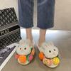 Flat Bottom Comfortable Non-slip Cotton Slippers Fashion Cartoon Bunny Home Plush Slippers 2025 Autumn and Winter New