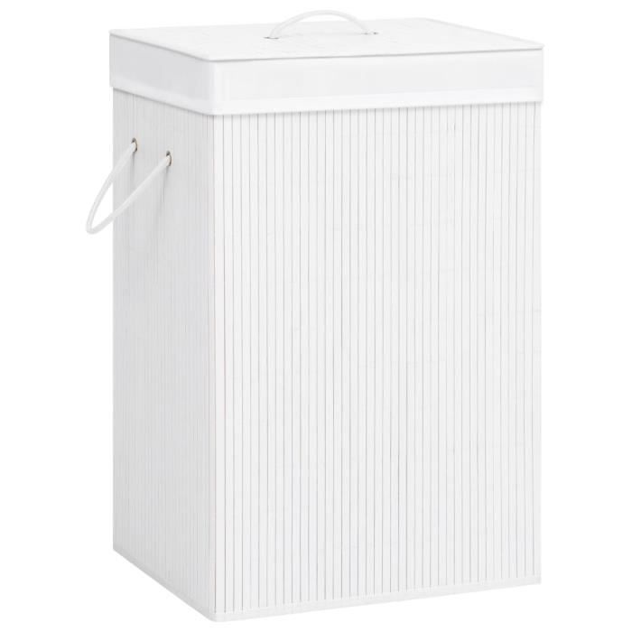 VidaXL Laundry Basket with 2 Sections White Bamboo 72 L 320743