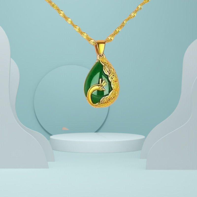Phoenix Green Water Wave Pendant: Unisex Alloy Ornament for Safe Passage