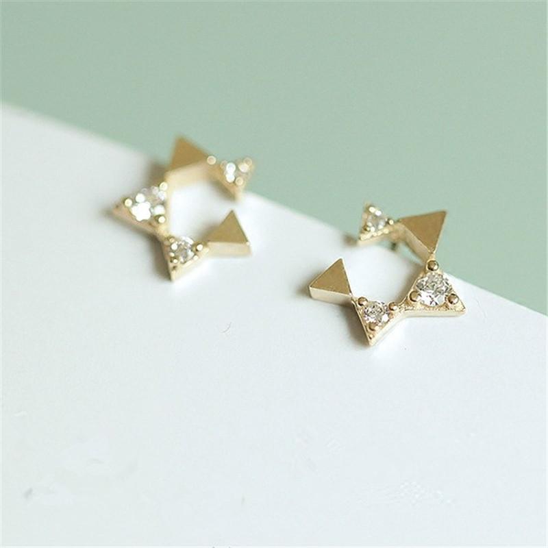 

925 Sterling Silver Korean Version Irregular Star Stud Earrings Women Pavé Crystal Classic Fashion Party Jewelry Friendship Gift Gold