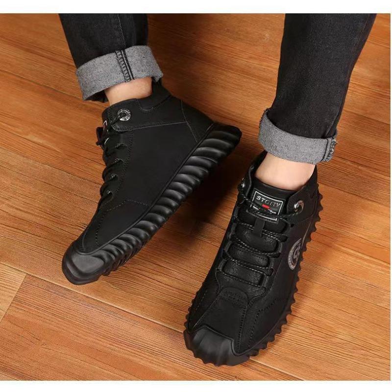 Winter Practical Men's Cotton Shoes with Fleece Lining Warm High-top Cotton Snow Boots Dad Shoes