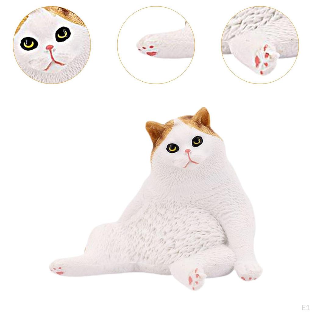 Cat Figurine Animal Toy Lifelike Sculpture Cake Topper Figure Simulation Kitten for Easter