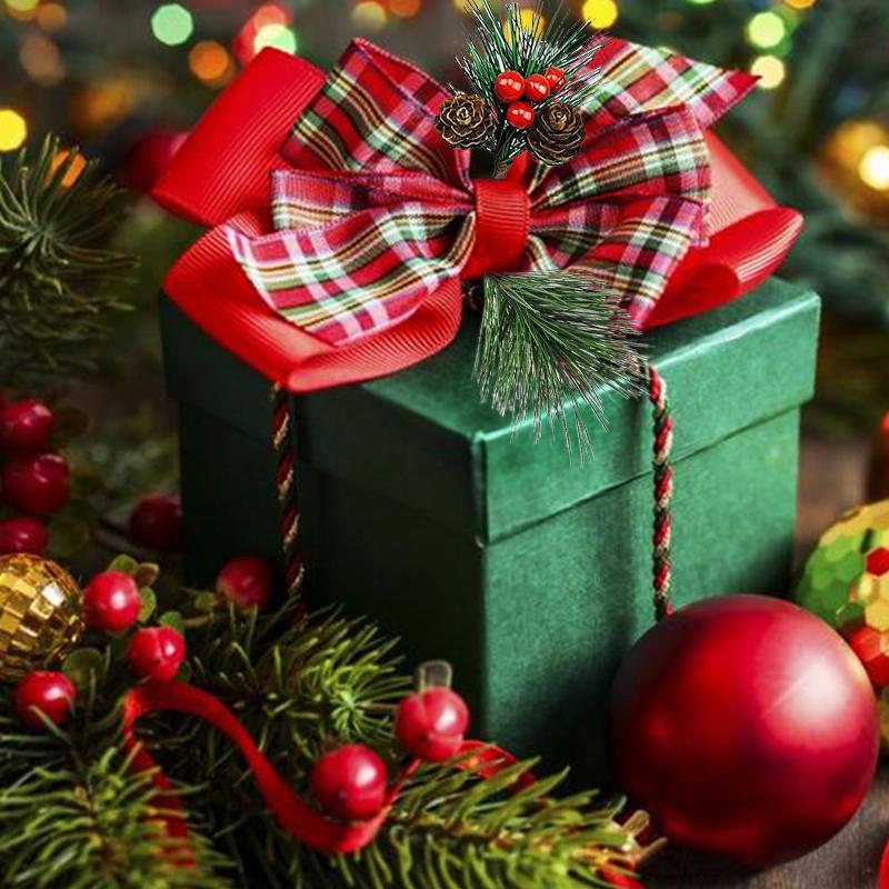 10 шт. набор мини искусственных цветов рождественские украшения украшения сосновые иголки — фото 4