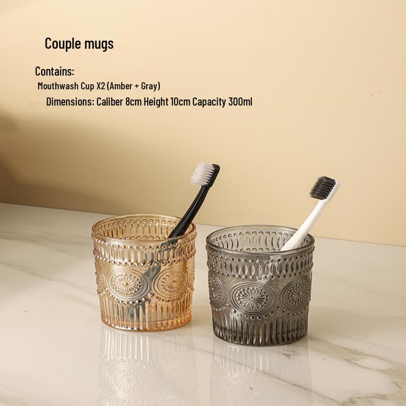 YIXI Sunflower Couple Glass Mouthwash Cups