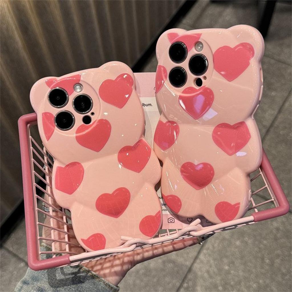 Cartoon Bear Shell Mobile Phone Case Japanese and Korean Minimalist Style Simple Anti-fall Cute Female Small Fresh Soft Set Creative Mobile Phone Case