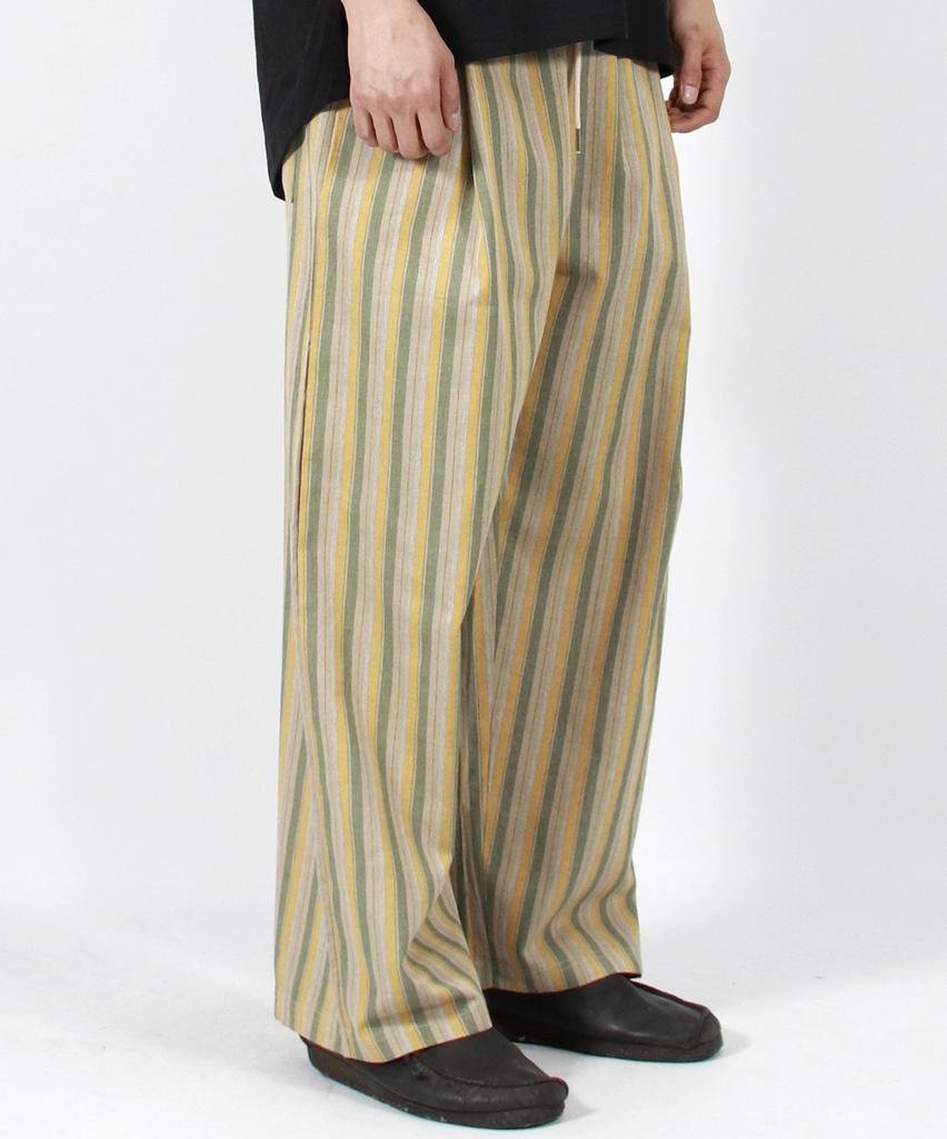 Deumakeu M Vintage Stripe Wide Pants Sage Green