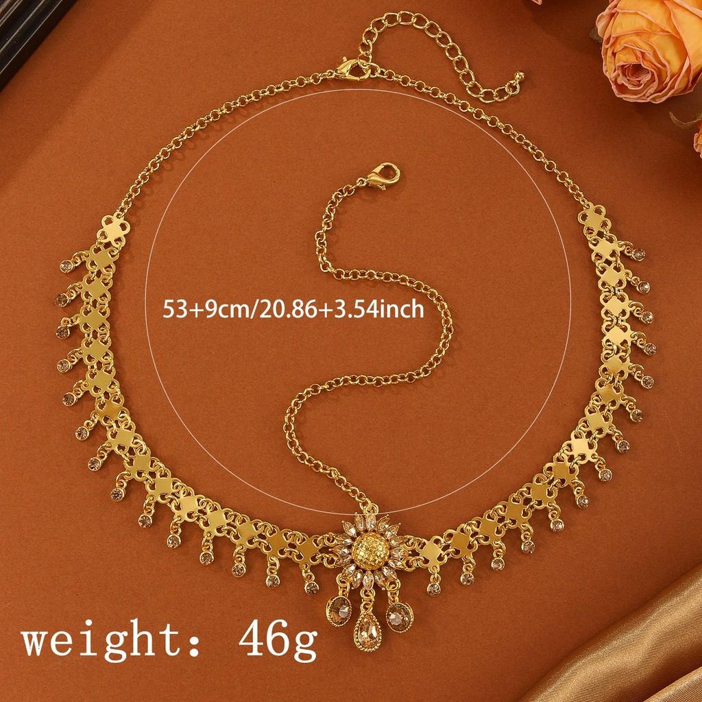 Cultural Inspired Head Chain With Crystals And Floral Motifs For Festival Or Gift