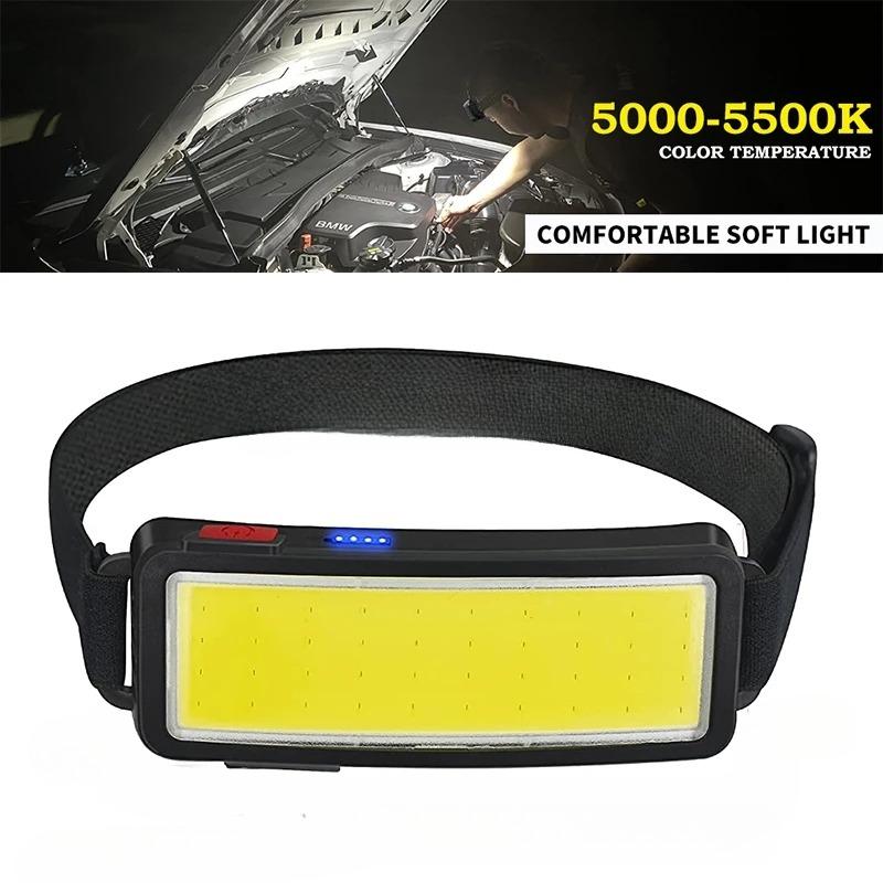 2000LM New COB Soft Lighting Headlights USB Rechargeable Fishing Lights Outdoor Camping Head-mounted Strong Headlights