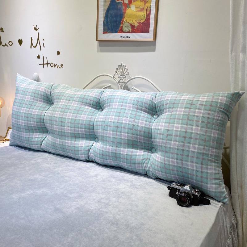 Thickened By 15cm Cute Korean Style Headboard Large Backrest Colorful Checkered Bed Cushion Soft and Skin Friendly Soft Bag Bedroom Tatami Pillow