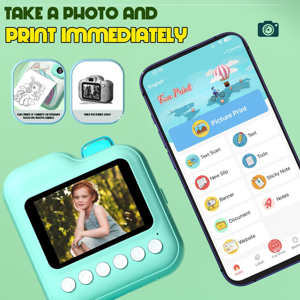 Children Camera Mini Instant Print Digital Camera 32G Memory Card Printing Paper Kids Video Educational Toys For Boys Girls