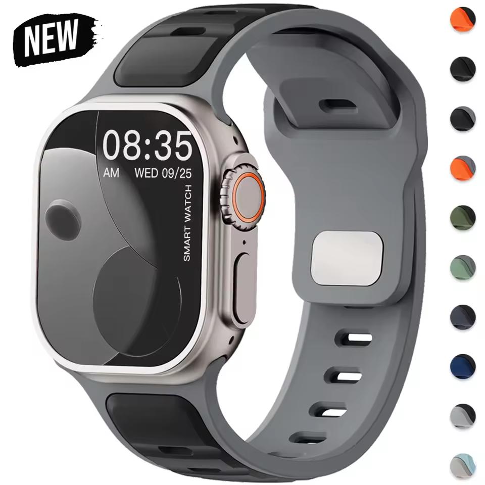 For Iwatch Series 11 10 9 8 7 6 5 4 SE3 Ultra 3/2 Silicone Strap Sports Band for Watch 49mm 46mm 45mm 44mm 42mm 41mm 40mm