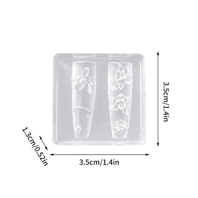 1PC 3D Silicone Mold For Nail Art Design Relief Lily Of The Valley Flower Nail Parts Manicure Templates Plates Tools Accessories