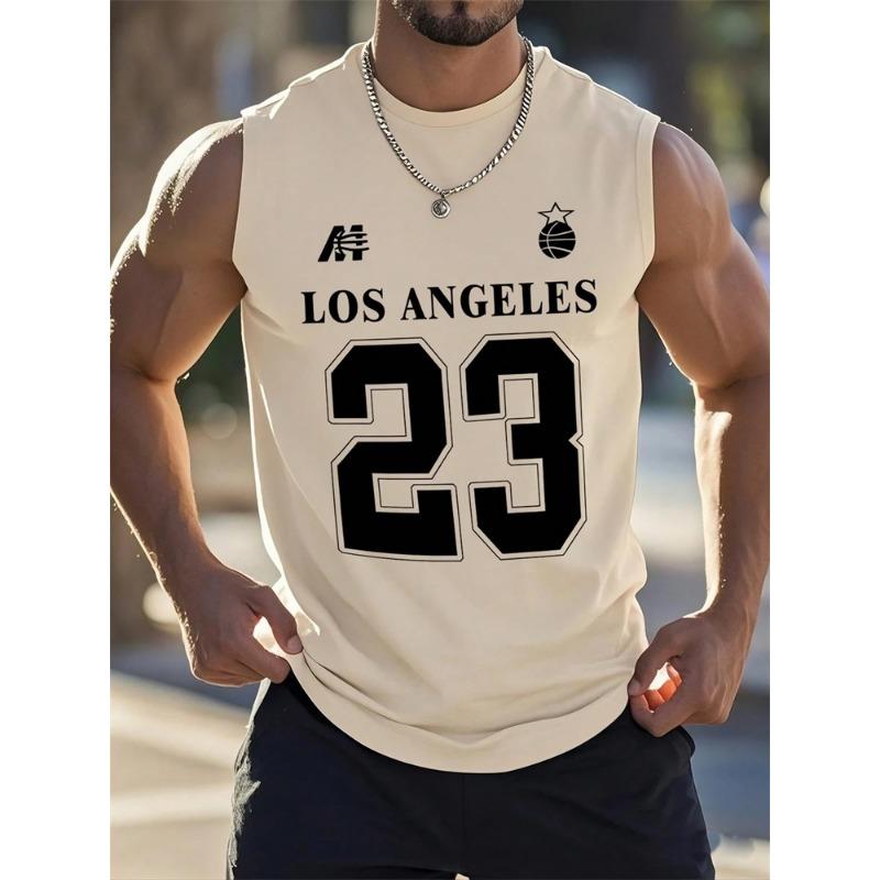 Summer Men's Round-neck Vest Is A Simple, 23-letter Printed Street Fashion Casual Wear That Is Breathable