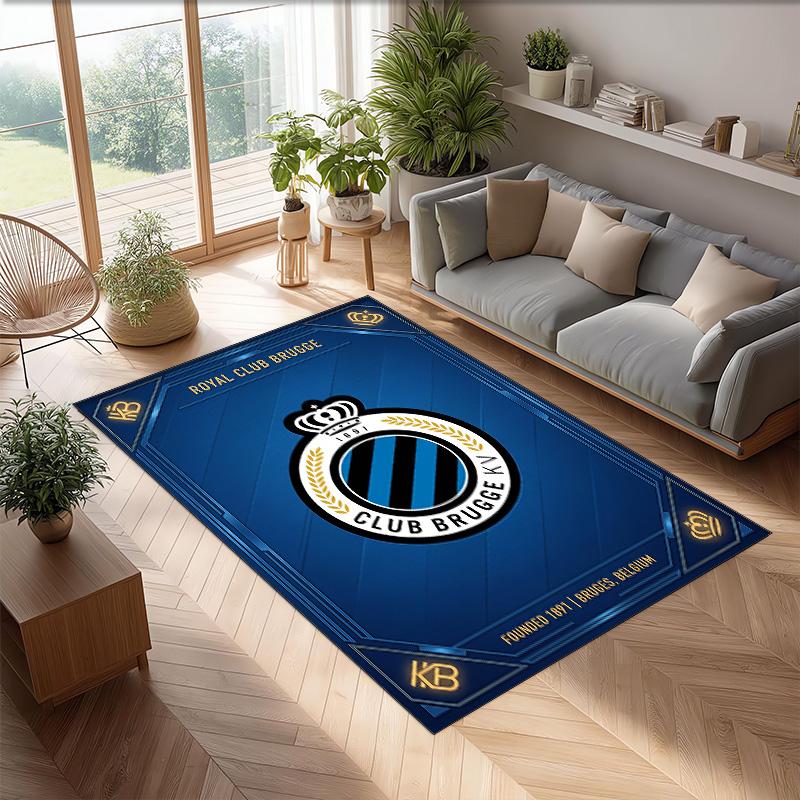 Club Brugge FC Soccer Football Pattern Soft Area Rug Non Slip Indoor Floor Carpet Sports Decor Mat for Bedroom