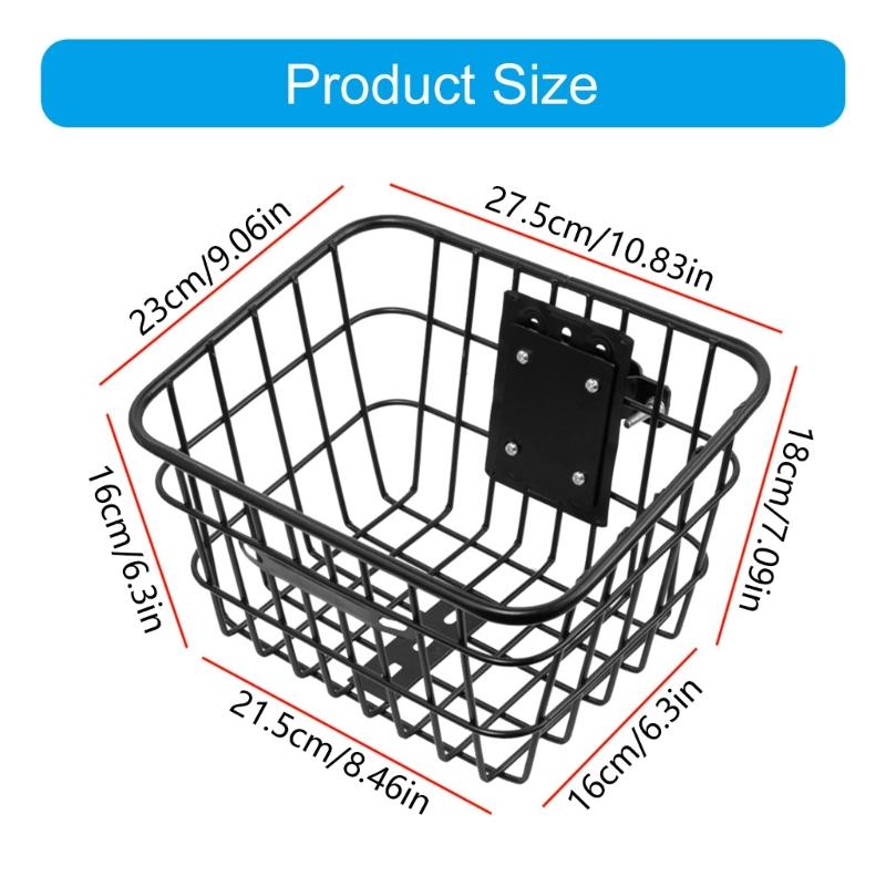 Panier pour Trottinette Électrique Panier Solide en Métal pour Trottinette avec Support Fixe Résistant à la Rouille pour Montage Avant pour Enfants Adultes