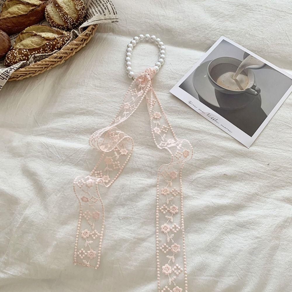 Pearl Sweet Neck Strap French Style Hair Circle Fashion Lace Ribbon Hair Rope Hair Accessory