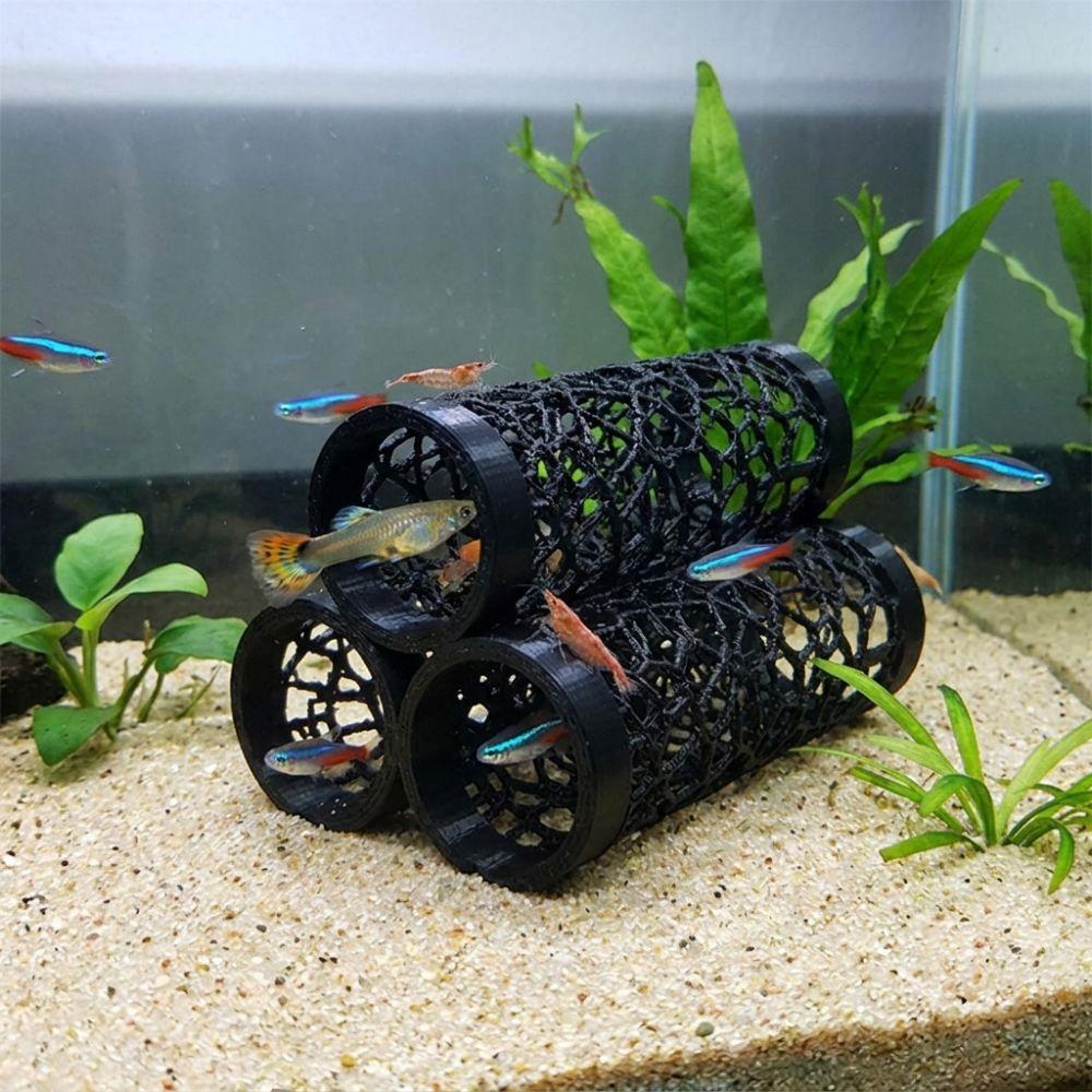 Hollow Out Fish Shrimp Hideout Shelter 3D Printed Betta Hideaway House Fish Tank Ornaments