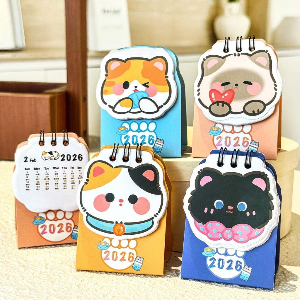 Mini Desk Calendar Foldable Spiral Bound Calendar Table Planner Thick Paper Desktop Scheduler For Home Office Daily Planning