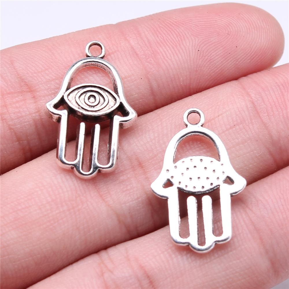 10pcs Charms Hamsa Hand Antique Silver Color Hamsa Hand Charms Pendants For Bracelets Lufthansa Hand Charms Wholesale