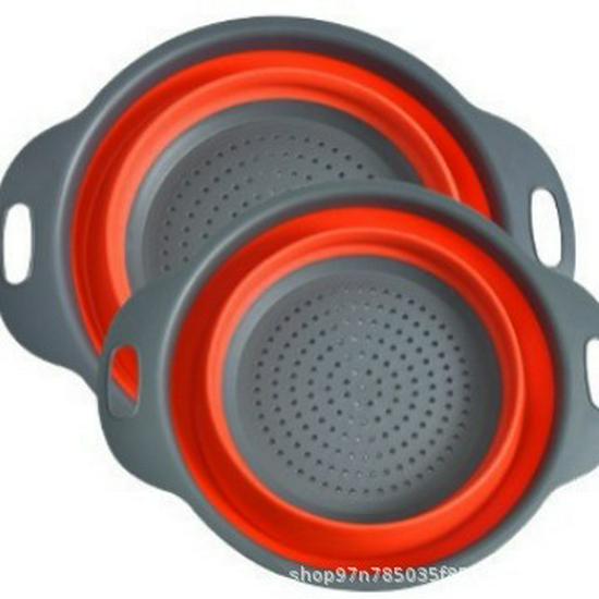 Foldable Round Draining Basket - Plastic Filter for Washing Vegetables & Fruits