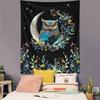 1pc Bohemian Owl Floral Aesthetic Tapestry, Moon and Starry Sky Tapestry, Cute Owl Plant Floral Plant Room Tapestry