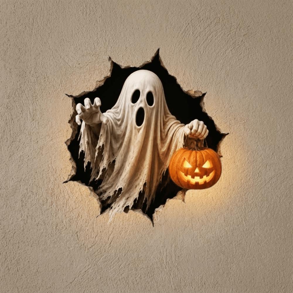 Self-Adhesive Ghost Pumpkin Wall Decal Waterproof Halloween Skeleton Wall Stickers Living Room