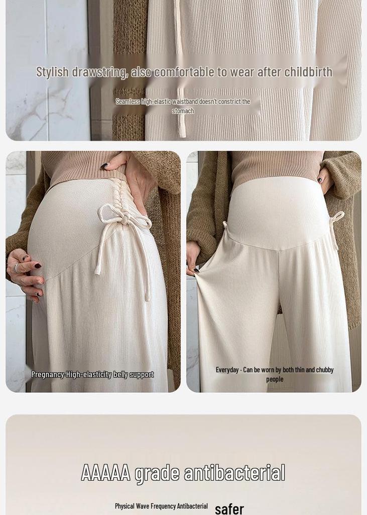 Spring/Autumn Maternity Wide-Leg Drawstring Pants for Early Pregnancy