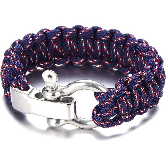 Paracord Bracelet De Survie Hommes Acier Inoxydable Bracelet Outdoor Tressé[H1118]