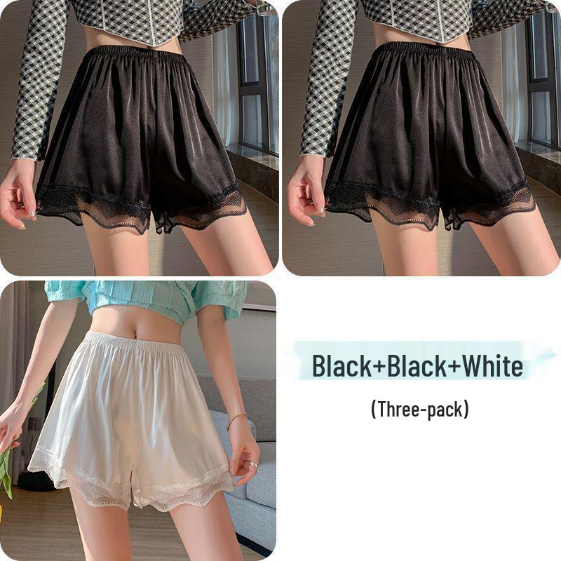 Seamless Ice Silk Lace Women's Summer Anti-Exposure Loose Shorts