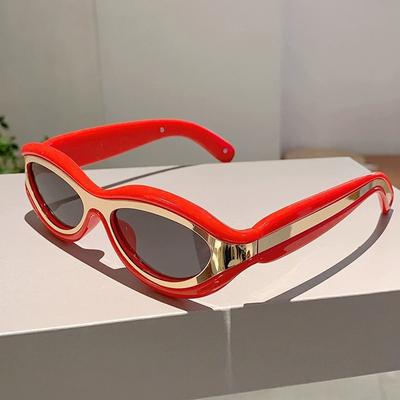 Vintage Luxury Brand Designer Double Color Cat Eye Sunglasses Women For Men Sun Glasses Trend Punk Popular Small Frame Shade