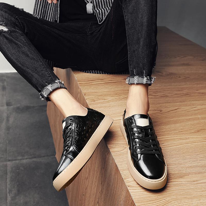 Modisch Trendige lässige Herren-Sneaker Leder Herren Business hochwertige Schuhe Schnürschuhe Bequem für Erwachsene Party- und Büroschuhe