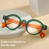 1/4 Pcs Round Fashionable Reading Glasses Spring Leg Anti Blue Light Reading Glasses Thick Texture Elderly Glasses