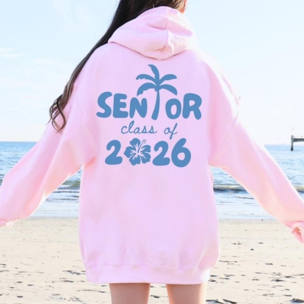 Class of 2026 Senior Sweatshirt Homecoming Back To School Preppy Coastal Palm Tree Hoodie Teen Girl Gift Women Hoodie