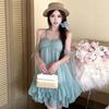 French Bow Ruffle Edge Suspender Dress Women's Summer Vacation Style Backless A-word Skirt Temperament Short Skirt