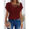 Solid Color Lace Patchwork Short Sleeved Women’s T-shirts