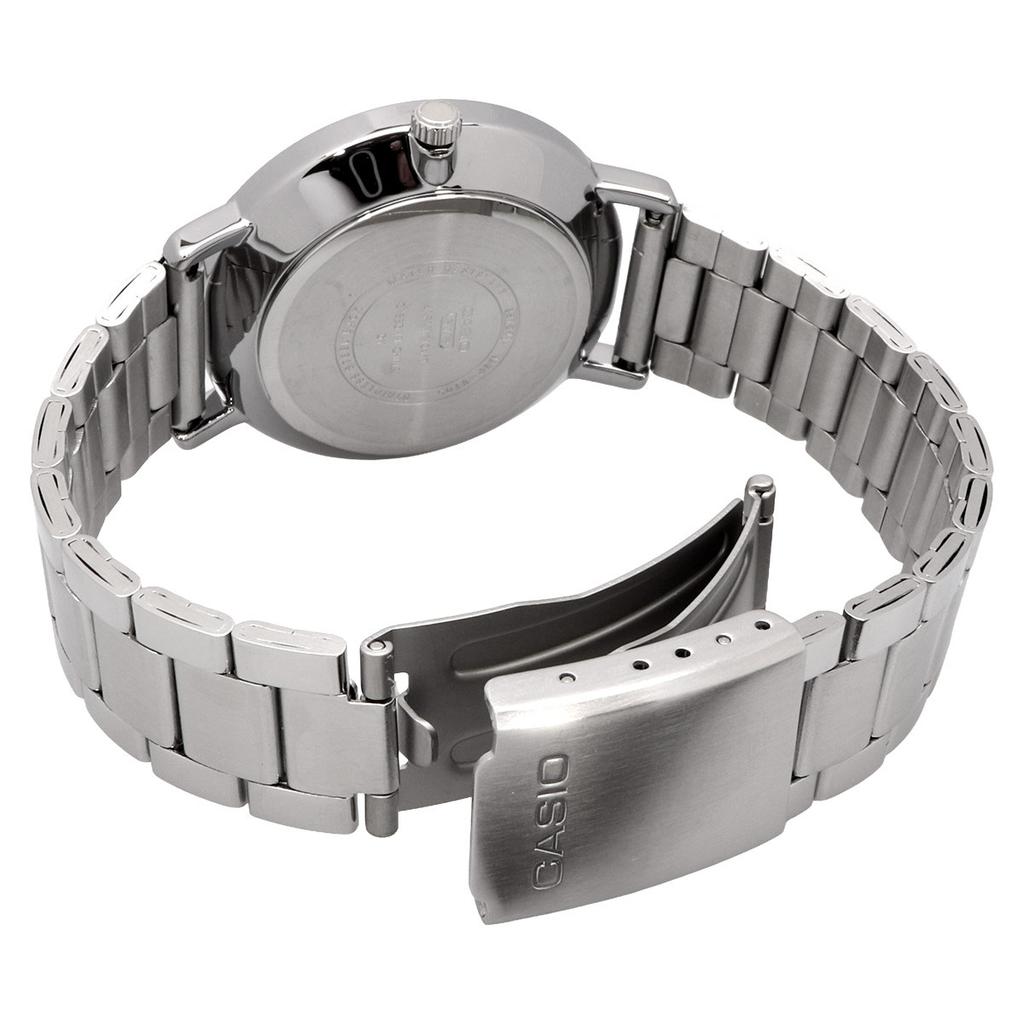 Casio Quartz Unisex 37mm Silver X Blue Stainless Steel Band Watch, MTP-VT05D-2E