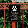 2D Flat 1pc German & English Pet Memorial Aluminium Plaque - Vintage Black & White Paw Print Sign with "Even Forever Wouldn't Have Been Enough