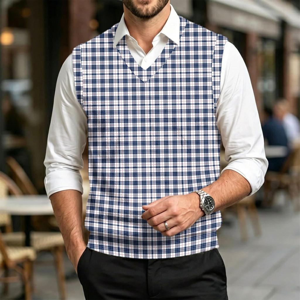 Men's Casual Wool V-Neck Knit Vest Sleeveless Sweater for Commute and Everyday Wear