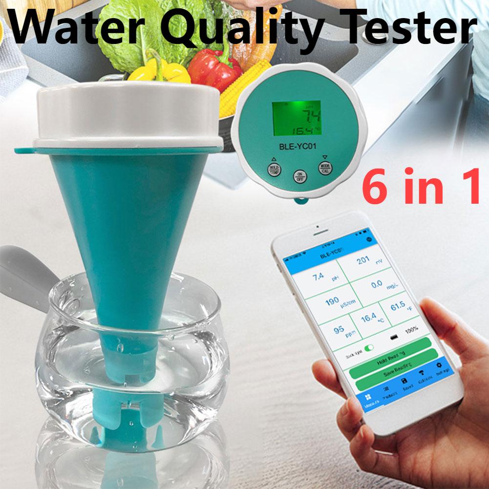 6-in-1 Wasserqualitätsdetektor PH EC TDS ORP CL Temperatur Kalibrierung Chlor Wasser Tester APP Online Monitor für Schwimmbad