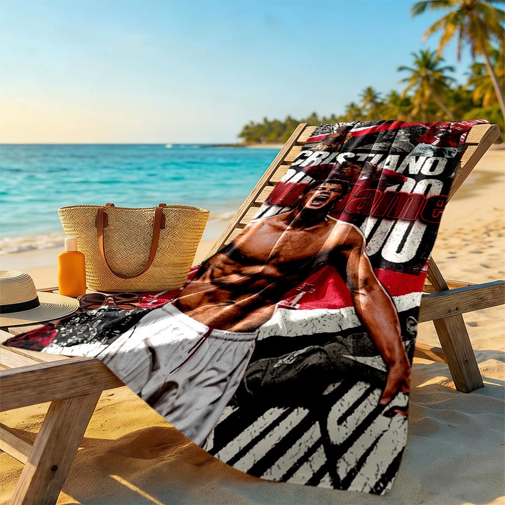 Cristiano Ronaldo Personalisiertes Text Strandtuch Weich Langlebig Schnelltrocknend Geeignet für Schwimmen Fitnessstudio Camping Yoga Urlaub