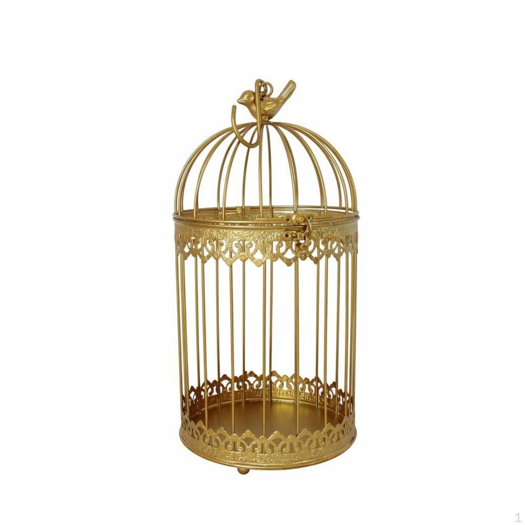 3 Pieces Wedding Birdcage Centerpiece Hollow Design Golden Ornament Vintage Greeting